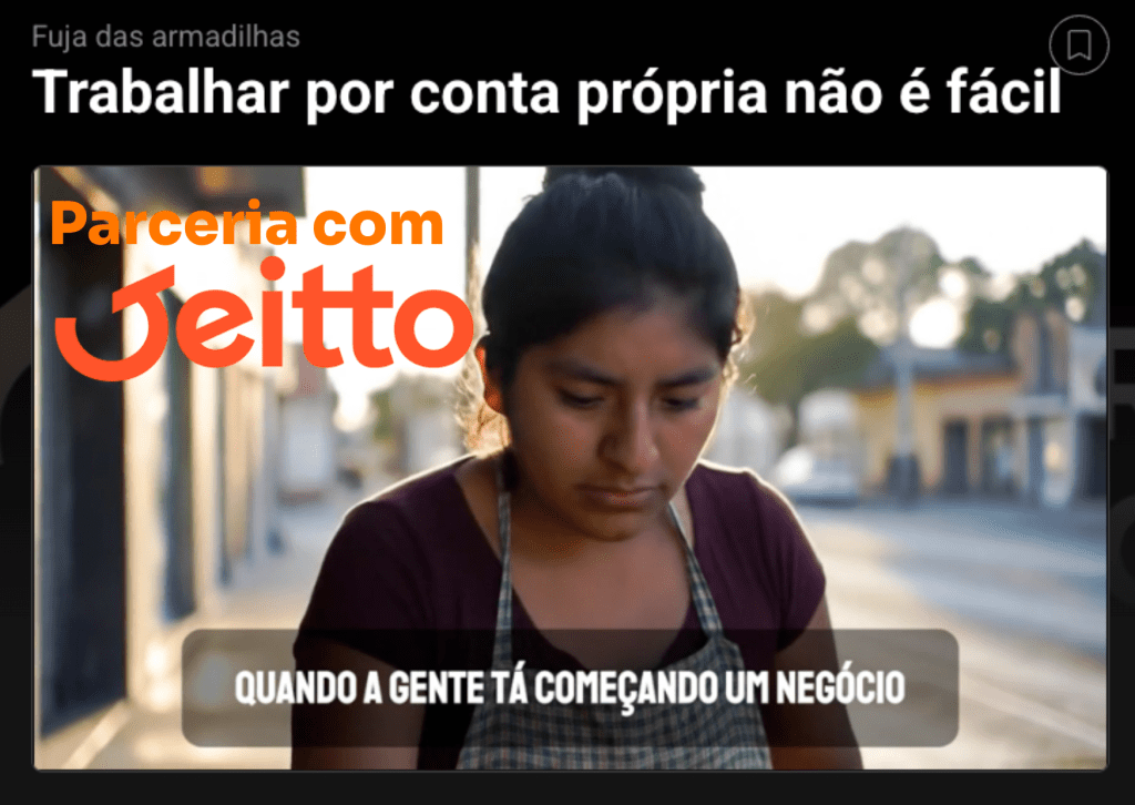 Parceria com Jeitto: Imagem de aula mostrando uma vendedora que tem seu próprio negócio